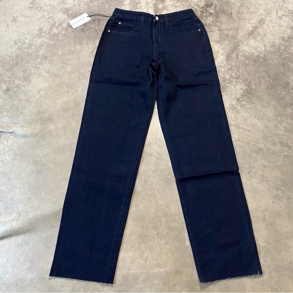 WeWoreWhat Raw-Edge Dark Navy Jeans with Tag